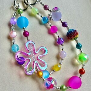 Colorful Beaded chain with Flower Pendant